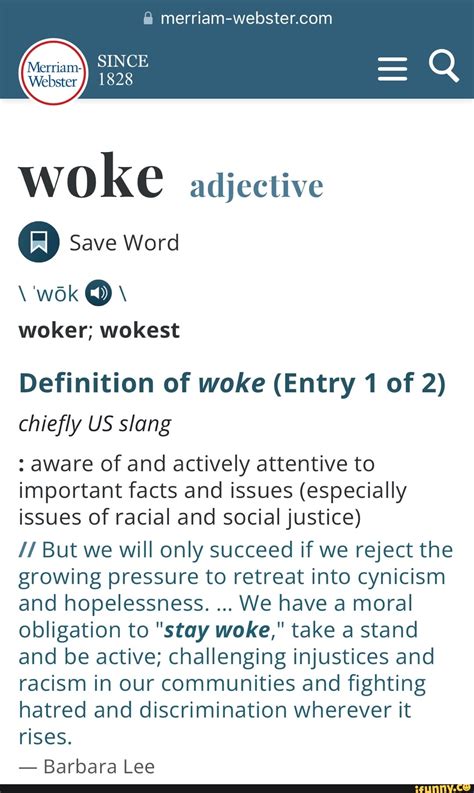 woke definition merriam webster